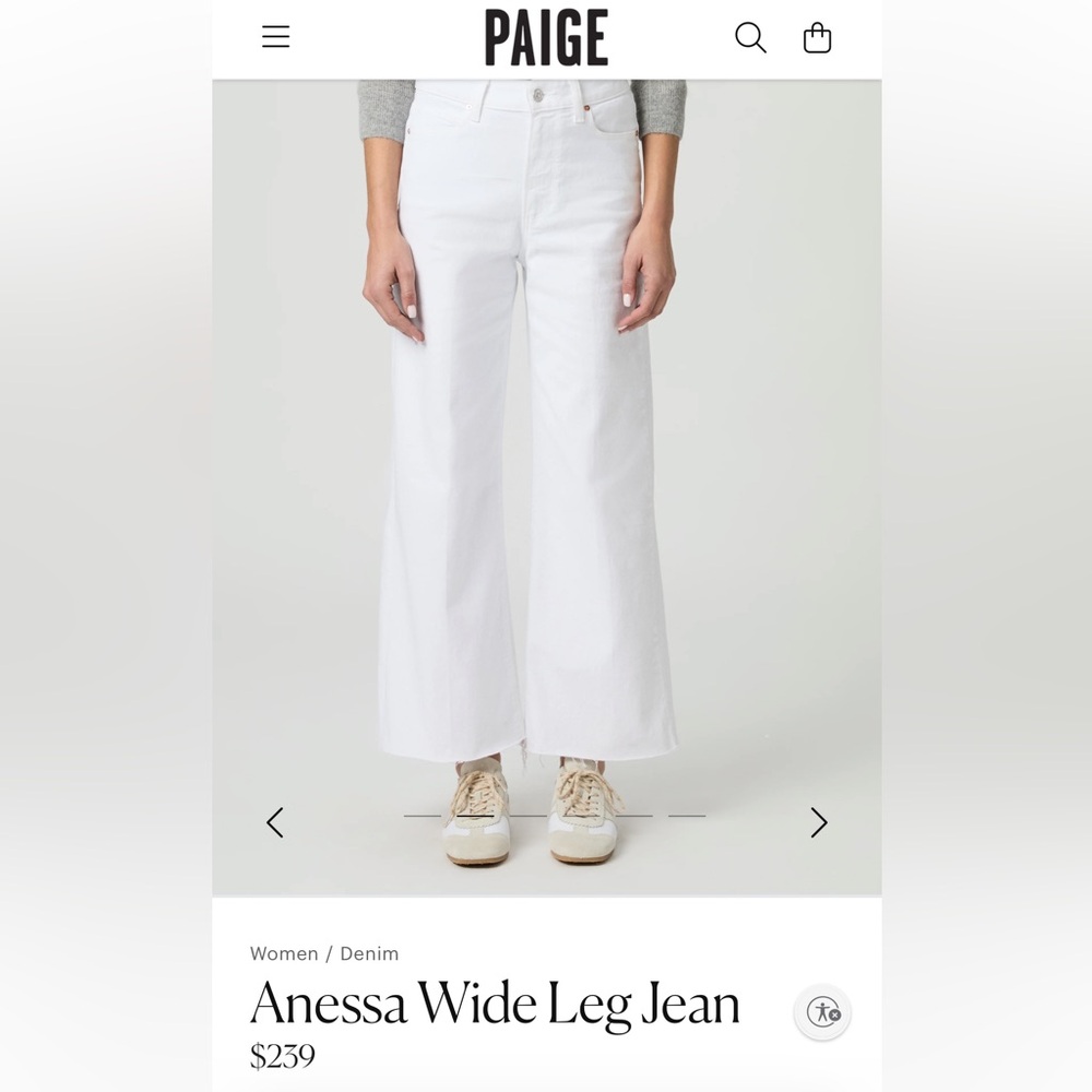 PAIGE Anessa White Denim Trousers